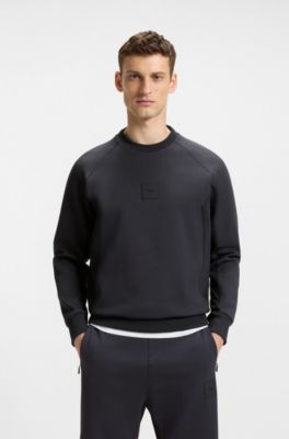 Cotton-blend sweatshirt with stretch, Dark Blue