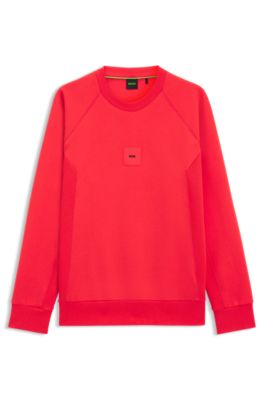 Cotton-blend sweatshirt with stretch, Red
