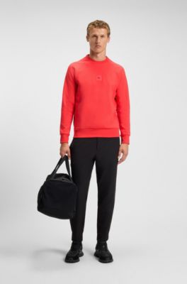 Cotton-blend sweatshirt with stretch, Red
