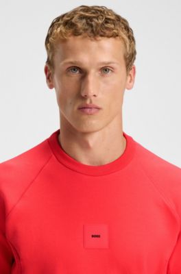 Cotton-blend sweatshirt with stretch, Red