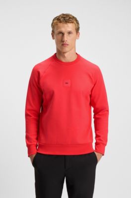 Cotton-blend sweatshirt with stretch, Red