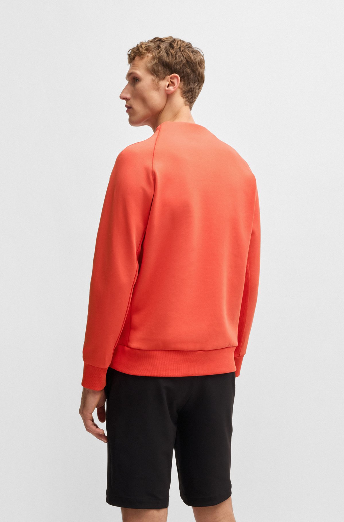BOSS - Cotton-blend sweatshirt with stretch - Orange BOSS - Cotton-blend sweatshirt with stretch - Orange