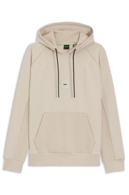 Cotton-blend hoodie with stretch, Light Beige