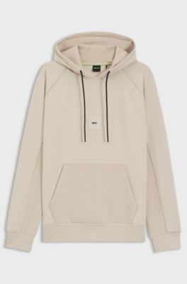 Cotton-blend hoodie with stretch, Light Beige