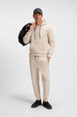 Cotton-blend hoodie with stretch, Light Beige