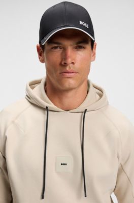 Cotton-blend hoodie with stretch, Light Beige