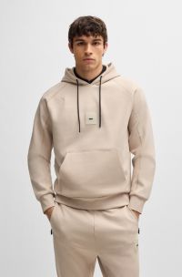 Cotton-blend hoodie with stretch, Light Beige