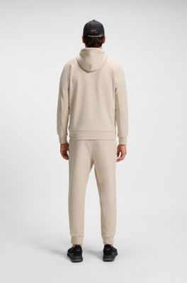 Cotton-blend hoodie with stretch, Light Beige