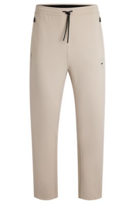 Cotton-blend tracksuit bottoms with stretch, Light Beige