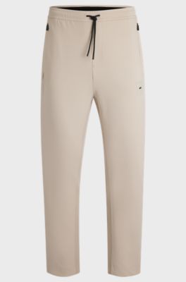 Cotton-blend tracksuit bottoms with stretch, Light Beige