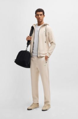Cotton-blend tracksuit bottoms with stretch, Light Beige