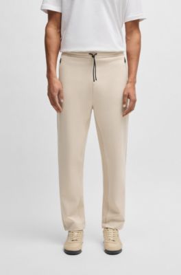 Cotton-blend tracksuit bottoms with stretch, Light Beige