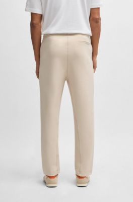 Cotton-blend tracksuit bottoms with stretch, Light Beige