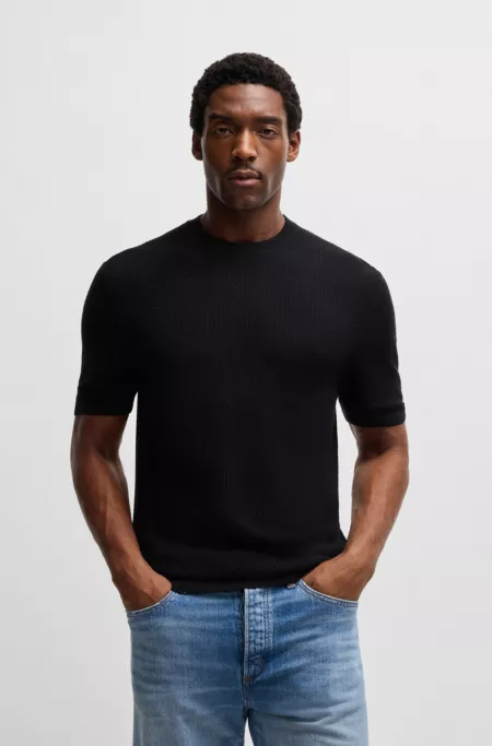 Silk sweater with knitted structure