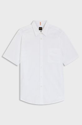 Camicia regular fit in popeline di cotone, Bianco