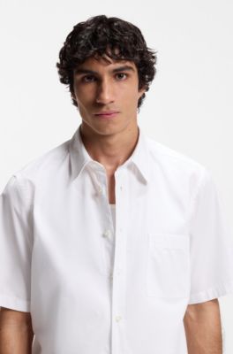 Regular-fit shirt in cotton poplin, White
