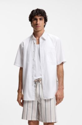Regular-fit shirt in cotton poplin, White