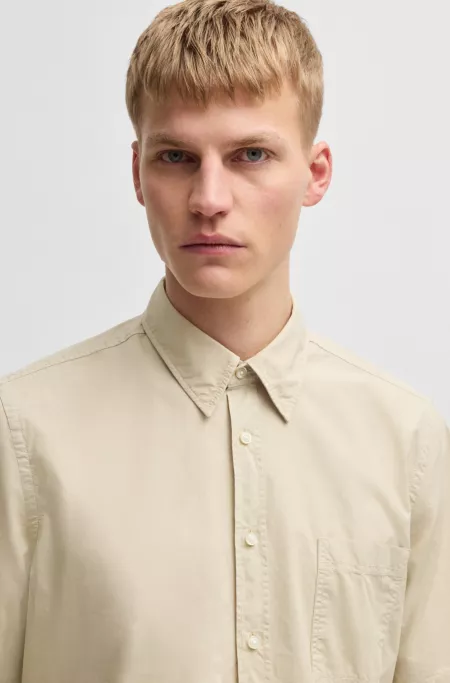Regular-fit shirt in cotton poplin