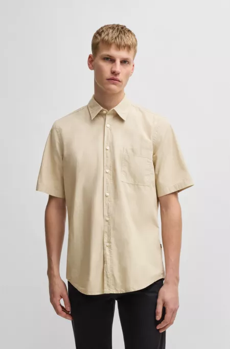 Regular-fit shirt in cotton poplin
