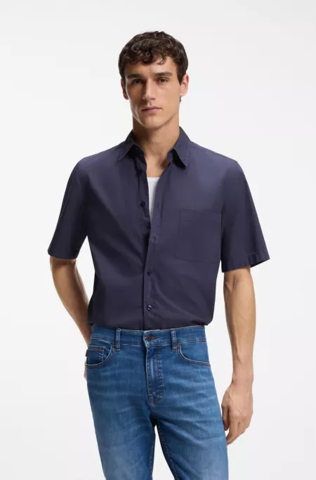 Regular-fit shirt in cotton poplin