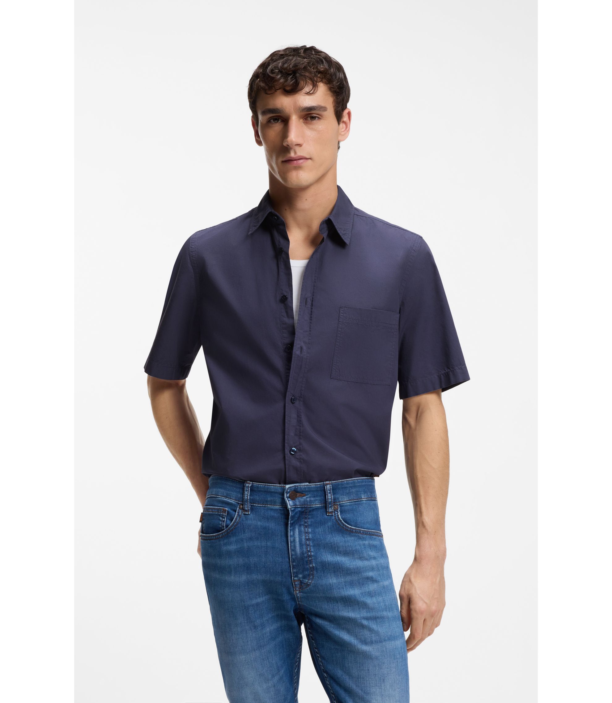 Regular-Fit Hemd aus Baumwoll-Popeline