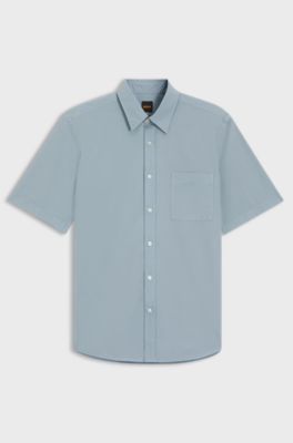 Regular-fit shirt in cotton poplin, Light Blue