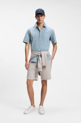 Regular-fit shirt in cotton poplin, Light Blue