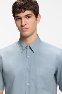Regular-fit shirt in cotton poplin, Light Blue