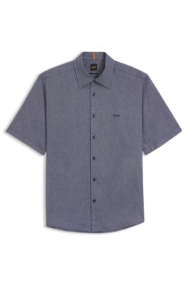 Regular-fit shirt in soft-washed Oxford cotton, Dark Blue