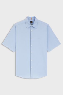 Regular-fit shirt in soft-washed Oxford cotton, Light Blue