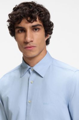 Regular-fit shirt in soft-washed Oxford cotton, Light Blue