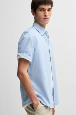 Regular-fit overhemd van zacht gewassen Oxfordkatoen, Lichtblauw