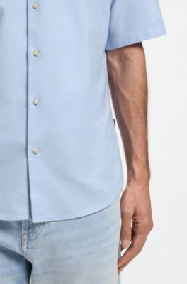 Regular-fit shirt in soft-washed Oxford cotton, Light Blue