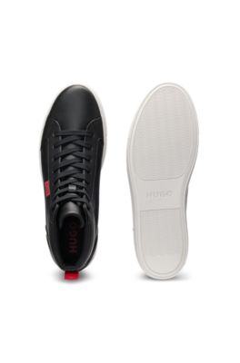 High-top trainers in faux leather, Black