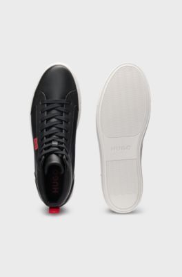 High-top trainers in faux leather, Black