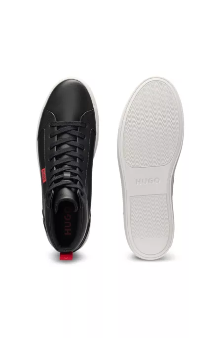 High-top trainers in faux leather