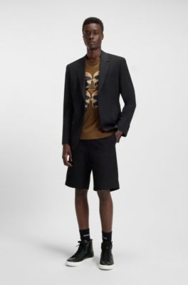 High-top trainers in faux leather, Black