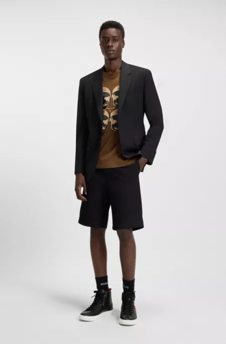 High-top trainers in faux leather