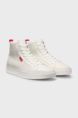 High-top trainers in faux leather, Natural