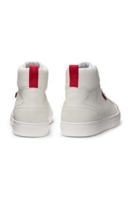 High-top trainers in faux leather, White