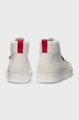 High-top trainers in faux leather, White