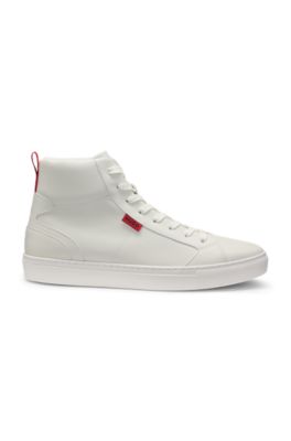 High-top trainers in faux leather, White