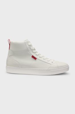 High-top trainers in faux leather, White