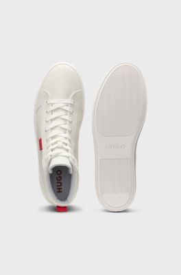 High-top trainers in faux leather, Natural