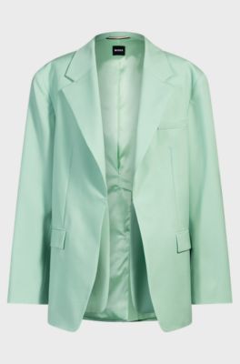 Oversized-fit blazer van scheerwol, Kalk