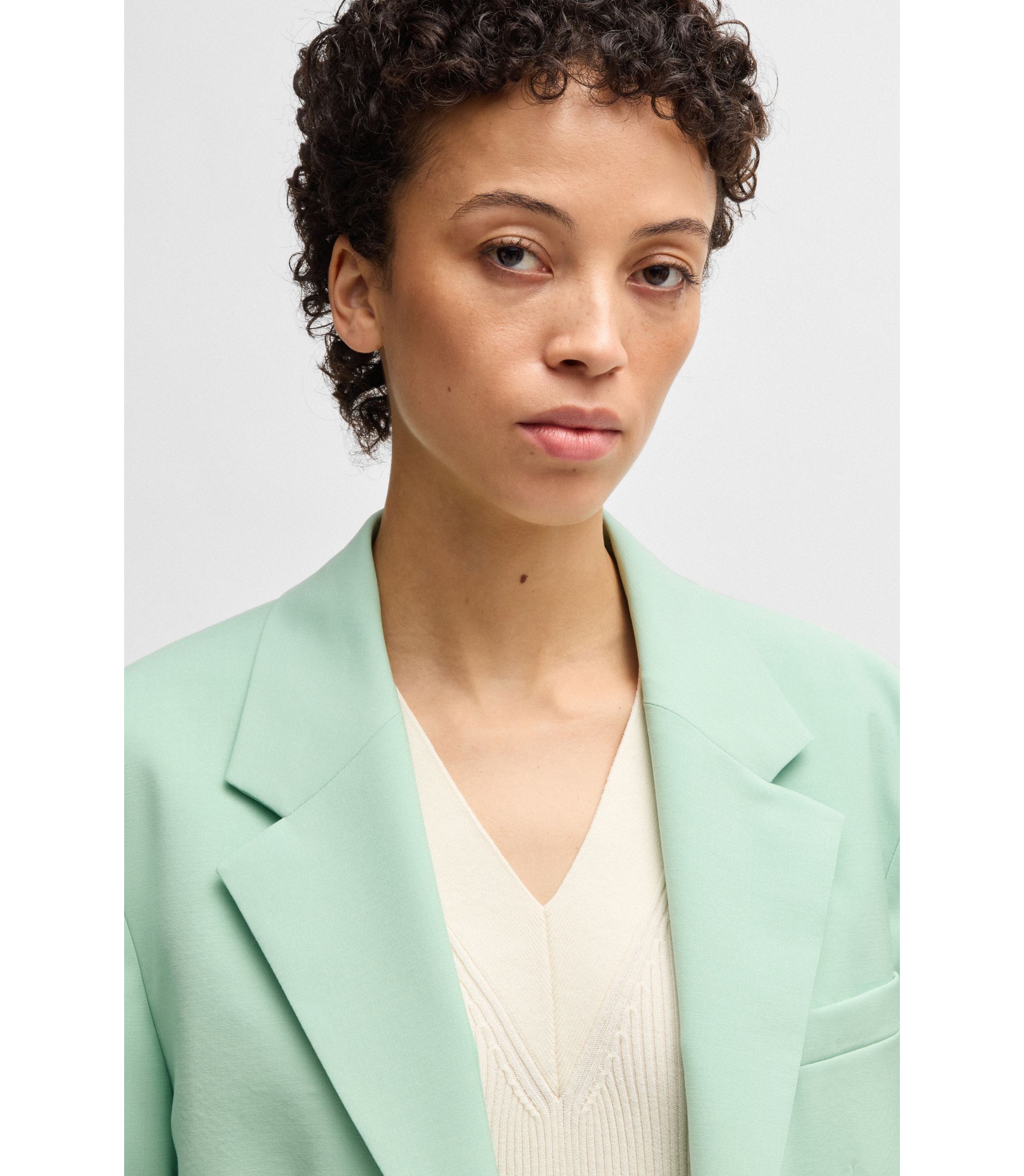 BOSS - Oversized-fit blazer in virgin wool - Light Green