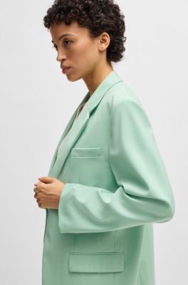Oversized-fit blazer van scheerwol, Kalk
