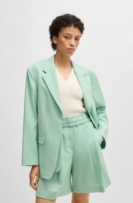 Oversize fit-kavaj i jungfruull, Ljusgr&ouml;n