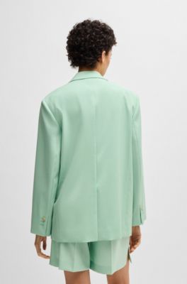 Oversized-fit blazer in virgin wool, Light Green