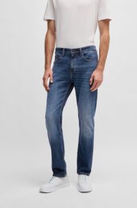 Slim-fit Delaware-jeans van comfortabel blauw stretchdenim, Donkerblauw